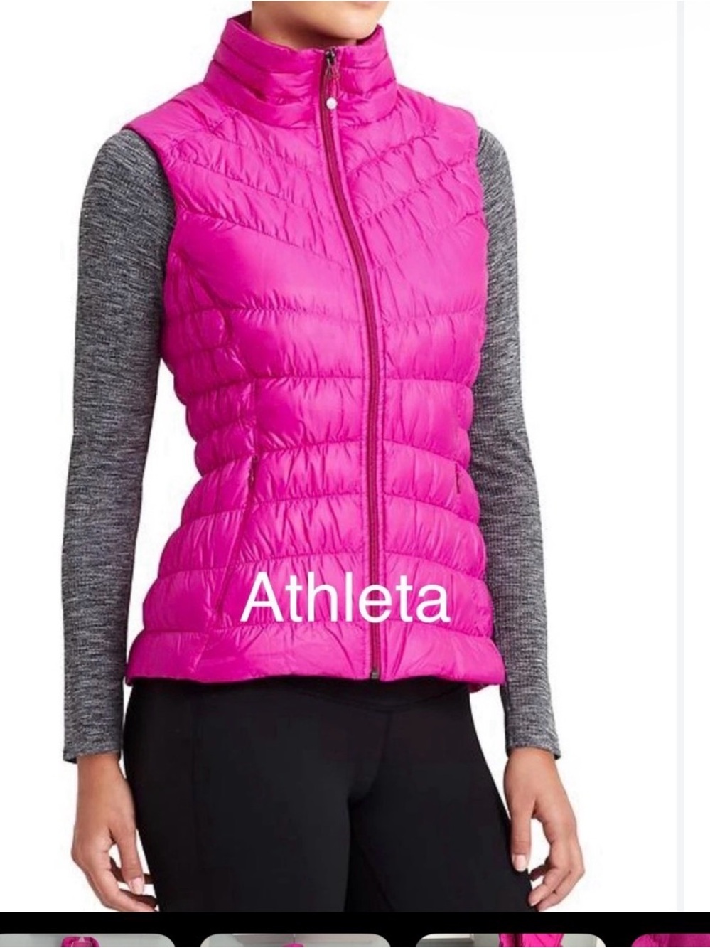 Athleta Neon Pink Quilted Sleeveless Puffer Vest